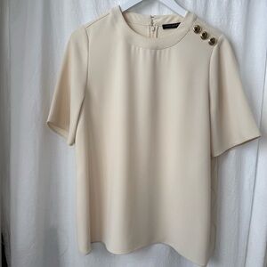 Tara Jarmon Elegant Cream Short Sleeve Top sz 36